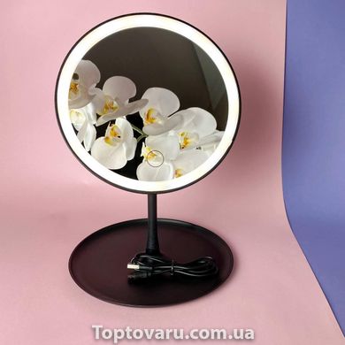 Кругле дзеркало з підсвічуванням Make Up Mirror 3 режими Чорне 6619 фото