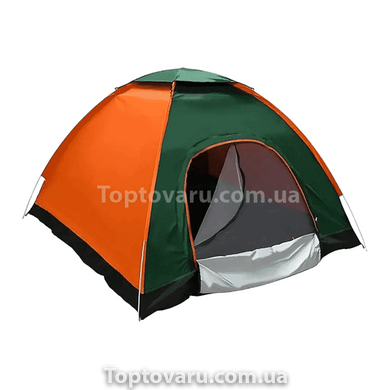 Палатка 3-х местная темно Зеленая с оранжевым 10553 фото