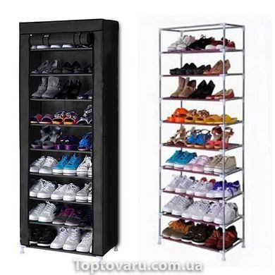 Складной тканевый шкаф для обуви на 9 полок T-1099 Черный 4045 фото