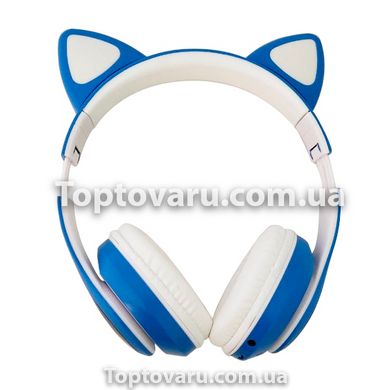 Накладні навушники безпровідні CAT STN-28 з вушками і підсвічуванням Сині 6233 фото