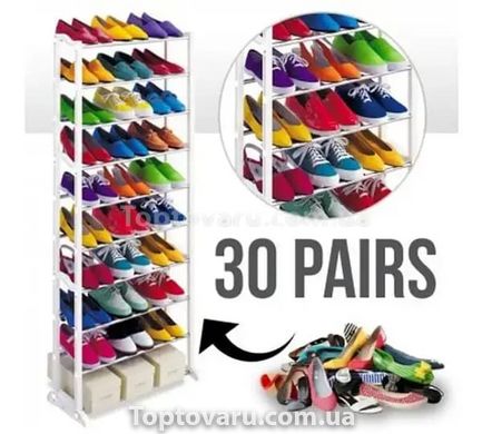 Полка органайзер стеллаж подставка для обуви Amazing Shoe Rack на 30 пар Белая 10402 фото