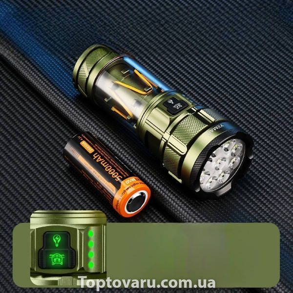 Ліхтар ручний акумуляторний 2в1 YEMAO YM-A19 9LED Зелений 37250 фото