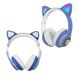 Накладні навушники безпровідні CAT STN-28 з вушками і підсвічуванням Сині 6233 фото 1