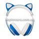 Накладні навушники безпровідні CAT STN-28 з вушками і підсвічуванням Сині 6233 фото 2