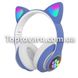 Накладні навушники безпровідні CAT STN-28 з вушками і підсвічуванням Сині 6233 фото 6