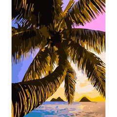 Картина за номерами Strateg ПРЕМІУМ Пальма над морем розміром 40х50 см (GS732) GS732-00002 фото