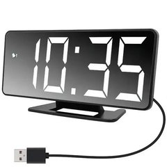 Зеркальные LED часы с будильником и термометром влажностью VST-888Y Черный Белая подсветка 11833 фото