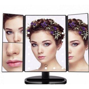 Косметическое складное зеркало Led Mirror с LED подсветкой black 487 фото