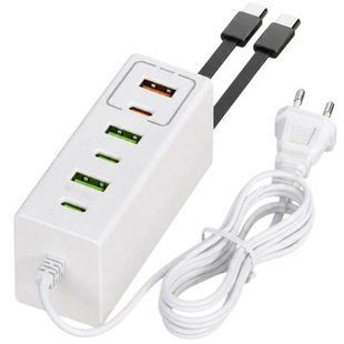 Зарядний пристрій DF-044 26X-203 120W (3 USB, 3 Type-C) швидка зарядка 38322 фото