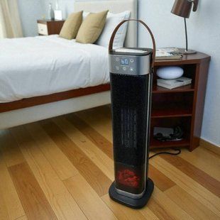 Тепловентилятор баштовий підлоговий з імітацією каміна Portable Fan Heater HQ30-300BS Чорний 30888 фото