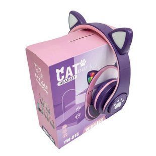 Беспроводные Bluetooth наушники с кошачьими ушками LED YW-018 Фиолетовые 18136 фото