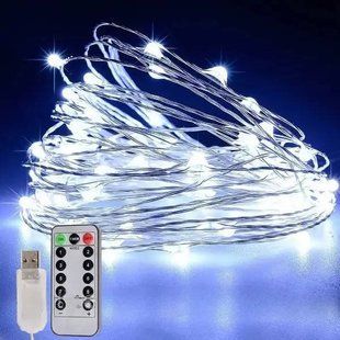 Гирлянда роса линейная USB с пультом 40 м 400LED Белая 22547 фото