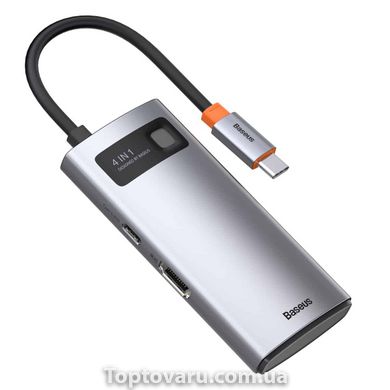 USB-HubBaseus Metal Gleam Series 4-in-1 Multifunctional Type-C HUB Docking Station Gray （Type-C to USB3.0*3+RJ45*1） WKWG070113-00001 фото