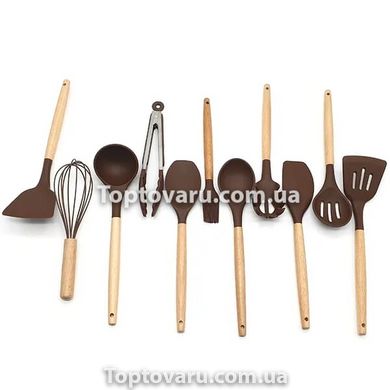 Кухонний набір з 12 предметів Kitchen Art з бамбуковою ручкою Коричневий 7070 фото