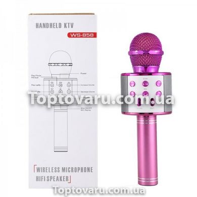 Караоке - микрофон WS 858 microSD FM радио Розовый 6621 фото