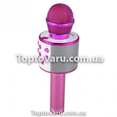 Караоке - микрофон WS 858 microSD FM радио Розовый 6621 фото