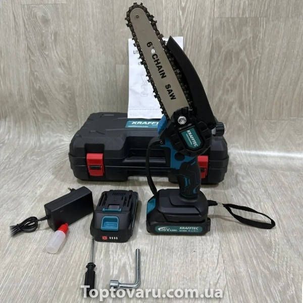 Акумуляторна ланцюгова пилка з індикатором масла Chain Saw 6 KRAFFTEC 19949 фото