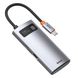 USB-HubBaseus Metal Gleam Series 4-in-1 Multifunctional Type-C HUB Docking Station Gray （Type-C to USB3.0*3+RJ45*1） WKWG070113-00001 фото 3