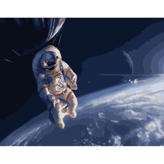 Картина за номерами Strateg ПРЕМІУМ Космонавт у галактиці розміром 40х50 см (GS362) GS362-00002 фото