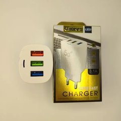 Адаптер Super Charge 220v на 3 USB 3.1А Білий 14414 фото