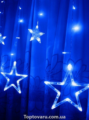 Светодиодная гирлянда-штора Звездопад 2.5м, 12 звезд, Синяя 3175 фото