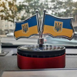 Автомобильный ароматизатор с солнечной панелью Флаги Украины + флакон масла Красный 34284 фото