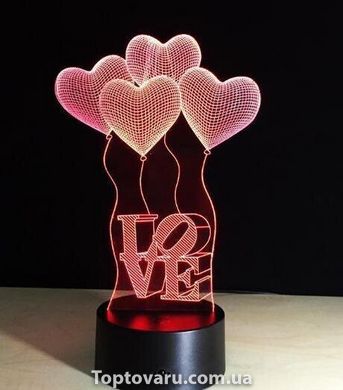 Настольный светильник New Idea 3D Desk Lamp Сердечки шарики Love 1538 фото