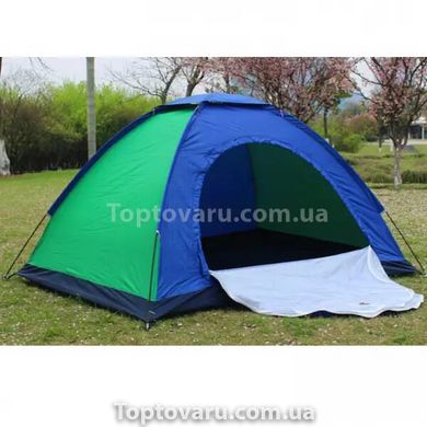 Палатка 3-х местная Зеленая с синим 8685 фото