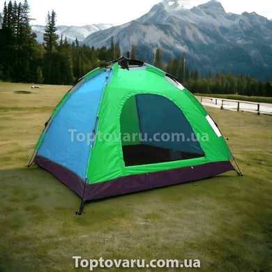 Палатка автоматическая 4-х местная Зеленая с голубая 10643 фото