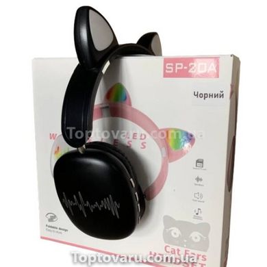 Бездротові навушники Bluetooth з котячими вушками LED SP-20A Чорні 17951 фото