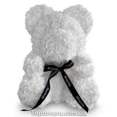 Ведмедик з 3D троянд Zupo Crafts 25 см Білий 133 фото