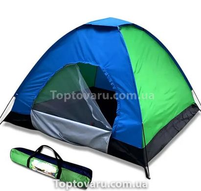 Палатка 3-х местная Зеленая с синим 8685 фото