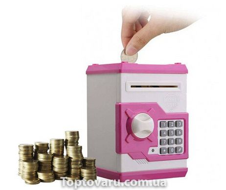 Електронна скарбничка з кодовим замком Mony Safe Біло-рожева 2707 фото