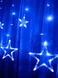 Світлодіодна гірлянда-штора Зорепад 2.5м, 12 зірок, Синя 3175 фото 2