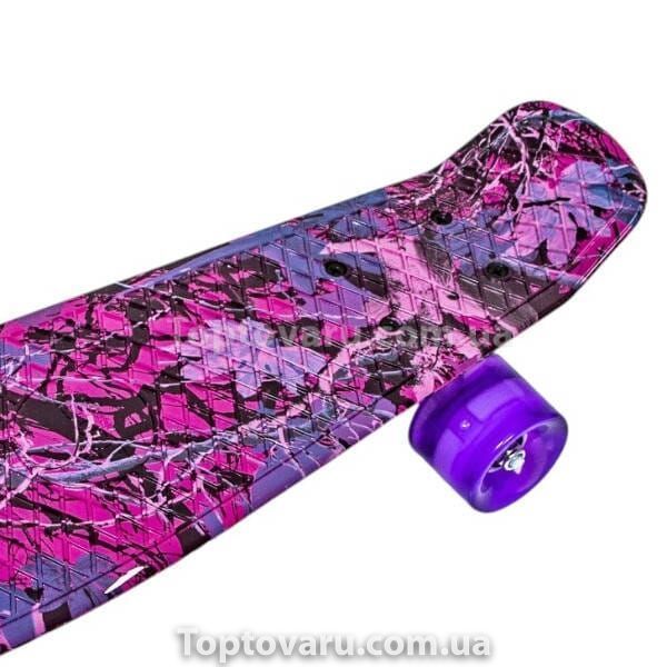 Пенні борд зі світними колесами PU Penny Board Рожевий ліс 27423 фото