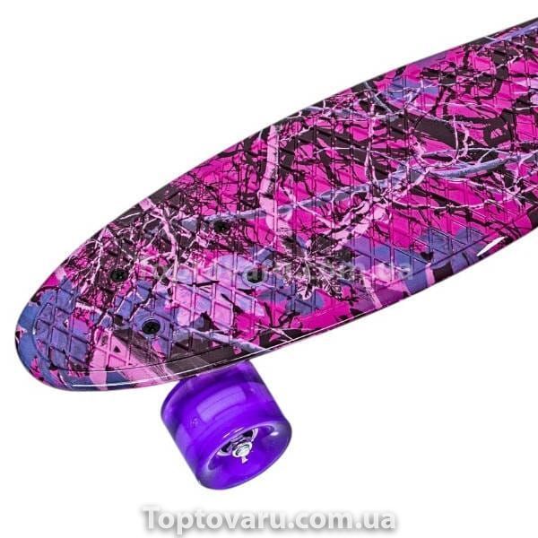 Пенні борд зі світними колесами PU Penny Board Рожевий ліс 27423 фото