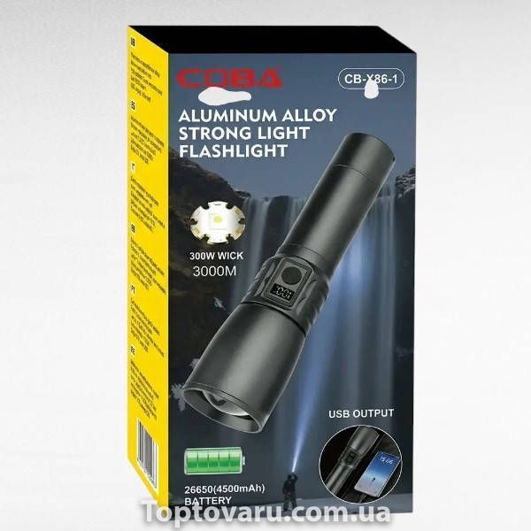 Фонарик ручной аккумуляторный BL CB X86 Черный 36083 фото