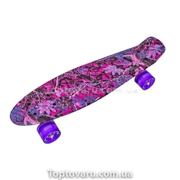 Пенні борд зі світними колесами PU Penny Board Рожевий ліс 27423 фото