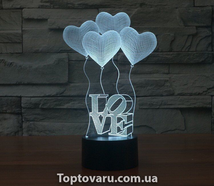Настільний світильник New Idea 3D Desk Lamp Серденька кульки Love 1538 фото