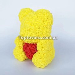 Мишка с сердцем из 3D роз Teddy Rose 40 см Желтый 7785 фото