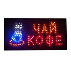 Светодиодная вывеска ЧАЙ-КОФЕ с LED подсветкой рекламная 48 х 25 см Яркая 6201 фото