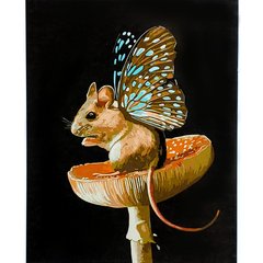 Картина за номерами Strateg ПРЕМІУМ Мишеня на грибочку з лаком розміром 40х50 см (SY6873) SY6873-00002 фото