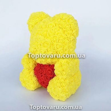 Мишко з серцем 3D троянд Teddy Rose 40 см Жовтий 7785 фото