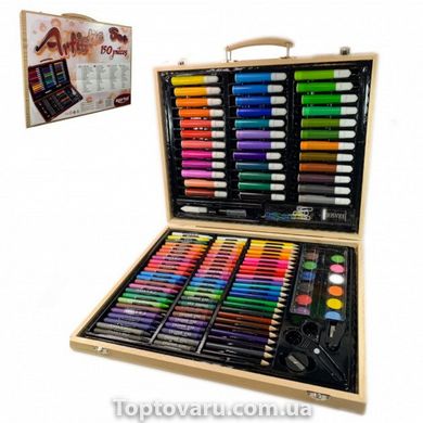 Набір для малювання у дерев'яній валізі Artistic Set 150 предметів 3161 фото