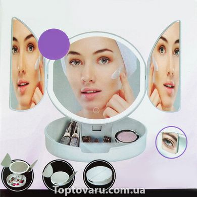 Складное дзеркало для макіяжу з підсвічуванням TRI-FOLD ОСВІТЛЕНОЇ 7642 фото