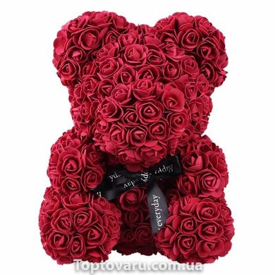 Ведмедик з 3D троянд Zupo Crafts 25 см Бордовий 134 фото