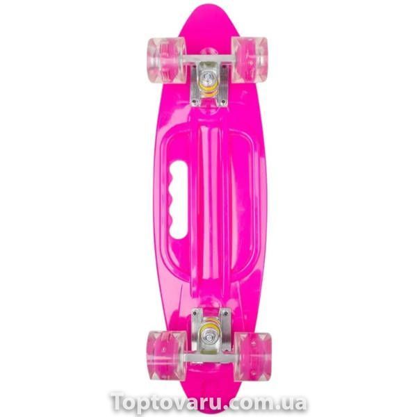 Скейт Пенніборд з колесами, що світяться, і ручкою Єдиноріг Penny Board Aspink Рожевий 35610 фото