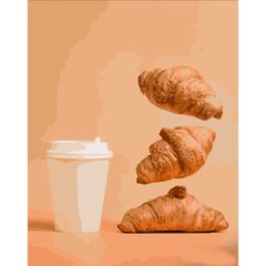 Картина за номерами Strateg ПРЕМІУМ Круасани та кава з собою розміром 40х50 см (DY336) DY336-00002 фото