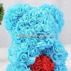 Мишко з серцем 3D троянд Teddy Rose 40 см Блакитний 7786 фото