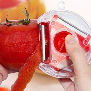 Универсальная овощерезка трехсторонняя для нарезки соломкой Rotary multifunctional peeler Красная 20469 фото
